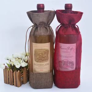 Quatre sacs cadeaux en jute écologiques pour vin, 100% fibre de jute, haute qualité, couleur, logo et taille personnalisables - Product Image 6