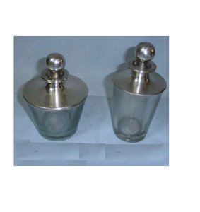 Salero y pimentero de latón con decoración de metal transparente plateado de lujo, superventas - Product Image 1
