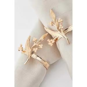 Anneau de serviette en forme de carré doré, décoration de banquet de mariage, motif d'oiseau sur le dessus, vaisselle, anneau de serviette - Product Image 6