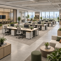 Bureau de travail moderne pour espace de travail ouvert, table modulaire pour employés avec armoire à dossiers pour espace de travail d'entreprise