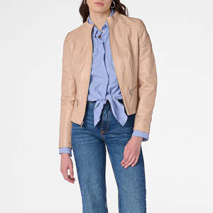 Veste de moto unisexe en cuir de haute qualité, cuir d'agneau véritable, respirante, mode automne, fabriquée au Pakistan, devant - Product Image 4