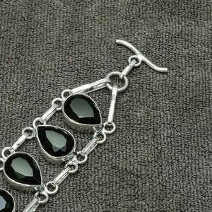 Handmade <b>925</b> <b>Sterling</b> <b>Silver</b> <b>Bracelet</b> Black Spinel Gemstone Elegant Jewelry Gift for Her for Weddings Parties Christian Symbol - Product Image 4