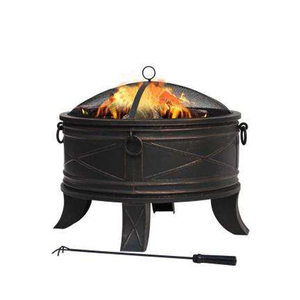 Pozo de fuego de hierro y metal de forma redonda con pantalla de póker y chispa Pozo de fuego con acabado de bronce de alta calidad Hogar agradable decorativo - Product Image 1