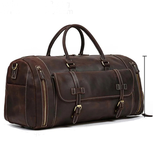 Unisex Fashionable Large Foldable Gym <b>Bag</b> Leather Travel Duffle Tote <b>Overnight</b> Weekend <b>Bags</b> <b>for</b> <b>Men</b> - Product Image 1