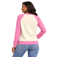 Sweat-shirt ras du cou à manches raglan Ivory Soror pour femme, style sororité grecque, rose et vert, pour la fraternité universitaire, élégant, décontracté, en polaire d'hiver