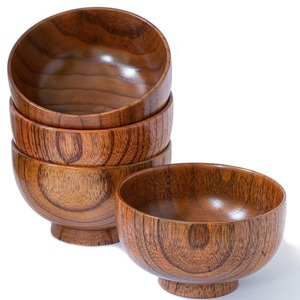 Ensemble de bols en bambou poli faits à la main, style Wabi Sabi, vaisselle écologique pour servir les aliments à la maison - Product Image 1