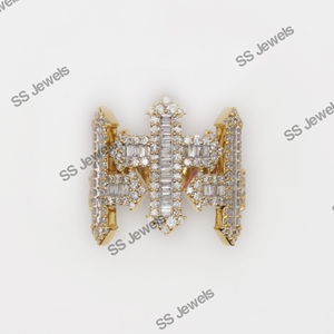 Bague en diamant de luxe en argent 925 pour hommes avec VVS Moissanite Baguette Hiphop Style Iced Ring Factory Circle Design Cadeau parfait - Product Image 3