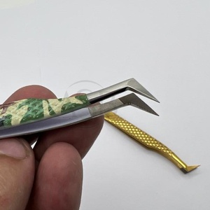 แหนบต่อขนตาปลอมทำจากสเตนเลสสตีลสีทองแบบมืออาชีพแหนบปลายแหลมนาโนแบบใช้มือทดสอบปริมาณ - Product Image 2