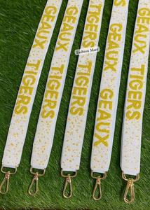 Bolso bandolera con cuentas de moda Correa Geaux Tigers Patrón Blanco y amarillo Ideal para boutiques y regalos - Product Image 3