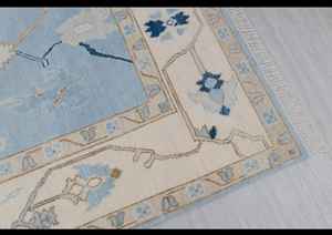 NOEUDS RUG bleu crème haute qualité noué à la main moderne Oushak tapis 5x7 pour salon hôtels chambre à coucher tapis brodé - Product Image 3