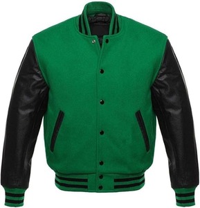 Veste universitaire classique OEM, style streetwear, personnalisable, en toile, bomber, corps en laine, poignets côtelés, fermeture à boutons pression, broderie contrastante, col montant - Product Image 6