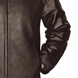 Chaqueta de cuero PU de motorista vintage personalizada para hombre, chaqueta de motocicleta masculina con cremallera, patrón teñido a prueba de agua desgastado para primavera - Product Image 4