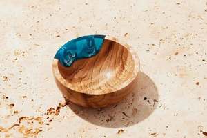 Cuenco para servidor de alimentos de madera y resina, cuenco para mezclar hecho a mano, vajilla elegante para suministros de comedor y hotel de Global Exports - Product Image 2