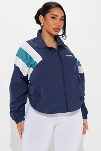 Chaquetas cortavientos de alta calidad para mujer, bloque de color, logotipo personalizado, entrenamiento físico, correr, ocio, deporte, chaqueta con cremallera completa - Product Image 4