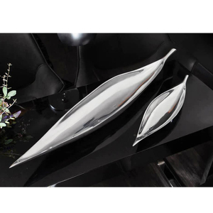 Plato de hojas para servir de frutas decorativas de mesa de Metal con acabado de níquel y plata - Product Image 3