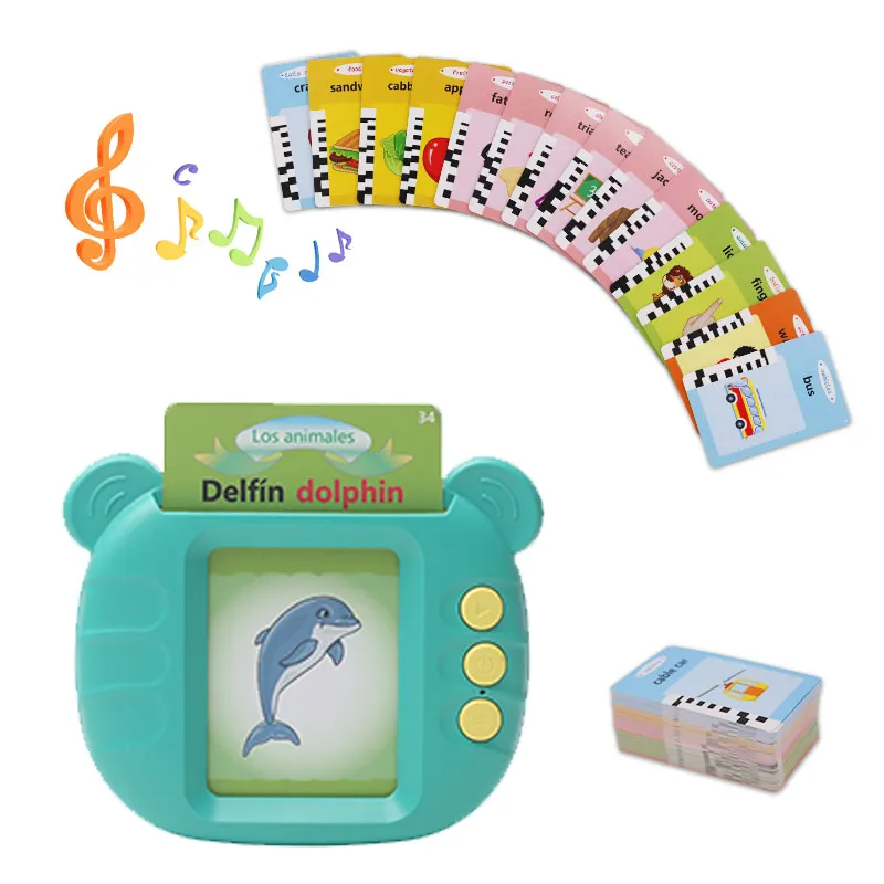 Multi-Talige Kinderen Educatief Speelgoed Praten Engels Flash Kaart Machine Met Muziek Functie Aangepaste Service Voor Kinderen