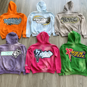 Survêtement personnalisé avec logo pour homme, ensemble de survêtement unisexe, jogging, ensemble vintage avec fermeture éclair intégrale, sweat-shirts à capuche délavés à l'acide, survêtement - Product Image 3