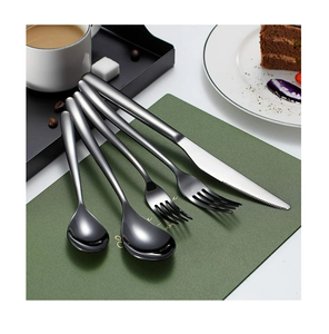 Ensemble de couverts en métal noir de qualité standard Design de luxe Couverts en acier miroir faits à la main Ensemble de couverts Couleur personnalisée - Product Image 4