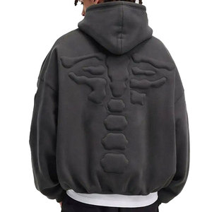 Sudadera con Capucha Gruesa 100% Algodón, Felpa, Talla Grande, Invierno, Lisa, Teñida, para Hombre, con Logotipo Personalizado en Relieve, 340g, Unisex, con Bolsillo - Product Image 1