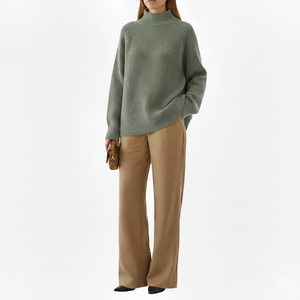 Sudadera de Cuello Alto Extra Grande para Mujer, Felpa Suave de Algodón, Corte Holgado, Estilo Casual de Invierno, Ropa Urbana, Personalizable, Ecológica y Moderna - Product Image 1