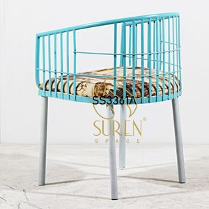 Chaise design indienne en fer moderne avec sièges en tissu pour restaurants et hôtels Salle à manger de style ferme Nouvelle chaise design - Product Image 2