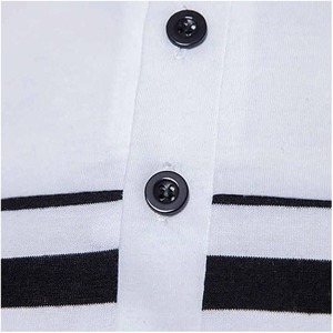 Haute qualité blanc et noir contraste hommes femmes polos respirant Anti-rides à manches courtes boutons Polo chemise - Product Image 3