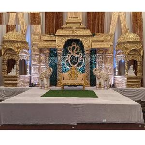 Grandeur Wedding Theme Manavarai Fiber Stage Última etapa para la decoración de la boda india Boda canadiense Grand Gate Frame Stage - Product Image 1