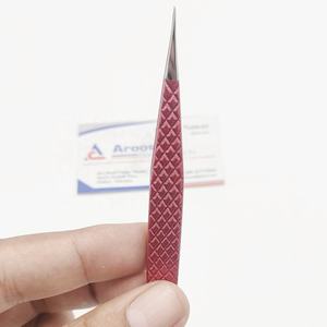 Pince à épiler d'extension de cils en fibre de volume de beauté personnalisée en gros Isolation de paillettes rouges Poignée pointue en diamant en acier inoxydable - Product Image 2