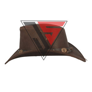 หมวกคาวบอยหนังแท้แบบมีเชือกผูกพร้อมข้อต่อทองเหลืองหมวกฟางโลโก้ตามสั่ง - Product Image 3