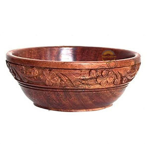 Bol de service à soupe en rotin rond européen sculpté à la main 6 pouces avec 1 cuillère gratuite bol à fruits lavable au lave-vaisselle artisanat - Product Image 3