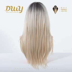 Orange-DWY 24-Inch MiraScalp High Quality <b>Wig</b> Transparent Heat Resistant High Temperature Fiber Long-Length Straight Layer-Cuts - Product Image 3