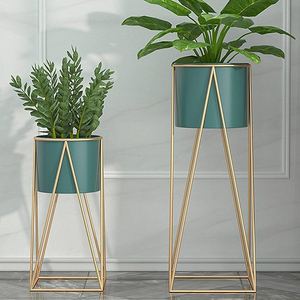 Pot de fleurs support ensemble de 3 pots de fleurs support plante couleur or métal et fer pot de jardin design moderne métal intérieur support de jardinière - Product Image 4