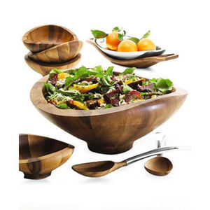 Elegante juego de cuencos para servir ensaladas con acabado natural, ideal para vajilla elegante, comedor en casa y utensilios de cocina para uso diario - Product Image 6
