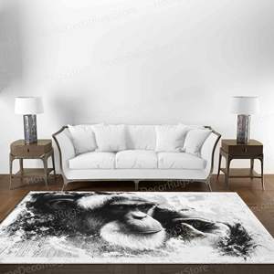 Tapis imprimé singe aux yeux bleus : Tapis singe abstraits uniques, Tapis en chenille - Product Image 4