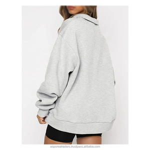 Sweat-shirt à col montant avec fermeture éclair Logo OEM de haute qualité Sweat à capuche en coton hip hop ample surdimensionné pour femmes - Product Image 4