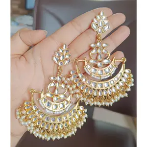 耳环Meenakari Kundan彩色珠子印度风格优质jumkha巴厘岛耳环女性耳链耳环