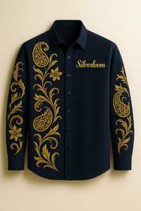 Chemises pour hommes Design personnalisé Chemise brodée à manches longues Design de luxe | Tissu en coton respirant | Support d'étiquettes OEM - Product Image 2