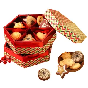 新年圣诞结婚盒包装面团/饼干/零食包装2层六角盒