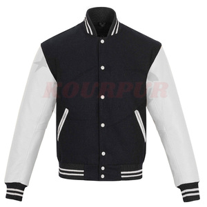 Nouvelle arrivée Veste universitaire sur mesure pour hommes Veste à col montant avec manches et poches en cuir au prix de gros - Product Image 4