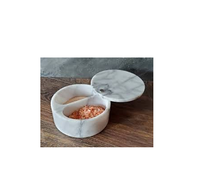 Kualitas Terbaik mangkuk garam dan lada marmer toples bumbu dengan sendok tutup wadah kotak bumbu dan rempah-rempah dengan produk obral