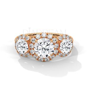 Anillo de compromiso de corte de tres piedras de Plata de Ley 925 más Popular, anillo de boda Original de Halo de diamante cultivado Leb para fiestas de mujeres - Product Image 3