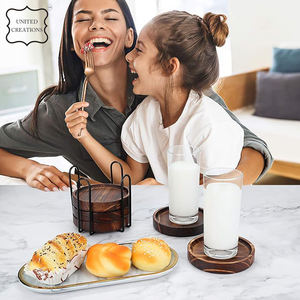 Juego de posavasos de madera de acacia con logotipo personalizado, para el hogar Decoración de mesa, alfombrillas de Metal de mármol para bebidas de mesa de café, diseño personalizado - Product Image 4