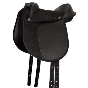 Selle d'équitation tout usage professionnelle anglaise occidentale entièrement noire, personnalisable, accessoires équestres personnalisables - Product Image 1