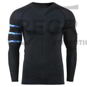 Sport Shirt Rash Guard Bjj Fabric Custom Free Design Long Sleeve Plain Polyester Wholesale <b>Men</b> Sublimation Customised OEM Gsm - Product Image 1