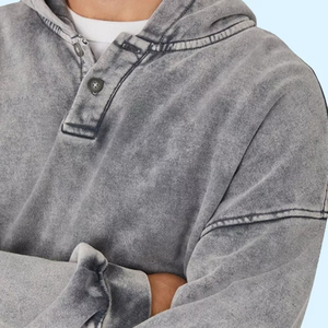 Vente en gros – Sweat à capuche zippé pour homme, coupe classique, avec logo personnalisé, poches élégantes, tricoté, imperméable, teint uni, 400g, OEM – Collection Hiver - Product Image 5