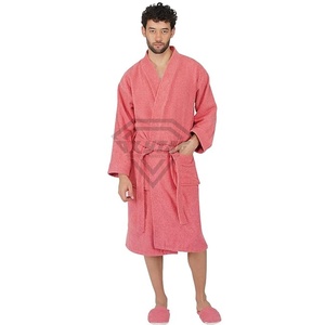 100% confortable respirant grande taille thermique classique luxe Robes pour hommes femmes longue agrafe coton éponge tissu peignoir - Product Image 6