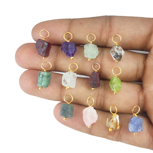7-10mm Natural Gemstone Pendant 925 <b>Sterling</b> <b>Silver</b> Rhodium Plated <b>Wire</b> Wrapped Birthstone Necklace Raw Making Charm - Product Image 1