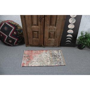 Vintage Rug, 1.5x2.9 ft Small Rug, <b>Red</b> Blue <b>Wool</b> Rug - Product Image 3