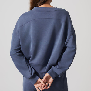 240GSM, sudaderas con capucha de alta calidad para mujer, cuello redondo, ropa deportiva teñida lisa, pulóver, sudaderas informales de gran tamaño - Product Image 4