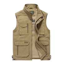 Automne hommes décontracté coton toile gilet veste grande taille sans manches tactique photographe manteau avec PCS-R-153 multi-poches